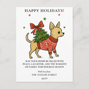 Chihuahua Kerstboom Drager Hond Feestdagenkaart