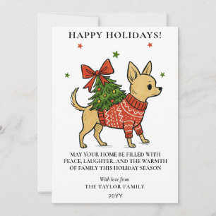 Chihuahua Kerstboom Drager Hond Feestdagenkaart