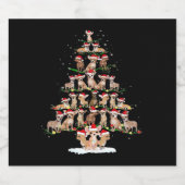Chihuahua kerstboom Funny T-shirt Xmas Chihuahua Sparkling Wijnetiket (Enkel label)