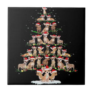 Chihuahua Kerstboom Grappige T-shirt Xmas Chihuahu Tegeltje