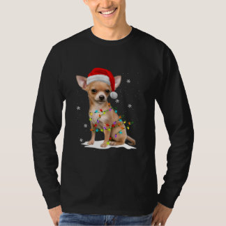 Chihuahua Kerstboom Lichtjes Met Sneeuw Kerstmis T-shirt