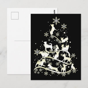 Chihuahua Kerstboom Sneeuwvlokken Prettig Kerstfee Briefkaart