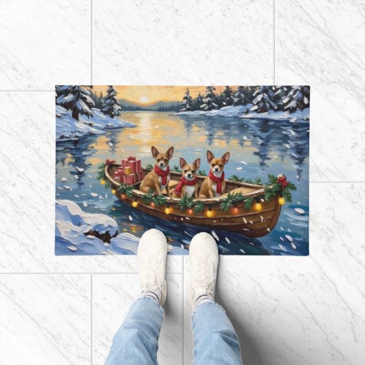 Chihuahua Kerstboot Vakantie Deurmat (Binnen)