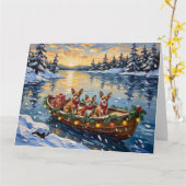 Chihuahua Kerstboot Vakantie Kaart (Gele Bloem)