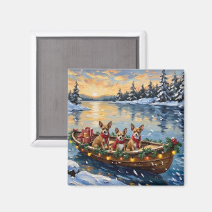 Chihuahua Kerstboot Vakantie Magneet