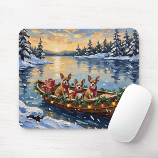 Chihuahua Kerstboot Vakantie Muismat (Met muis)