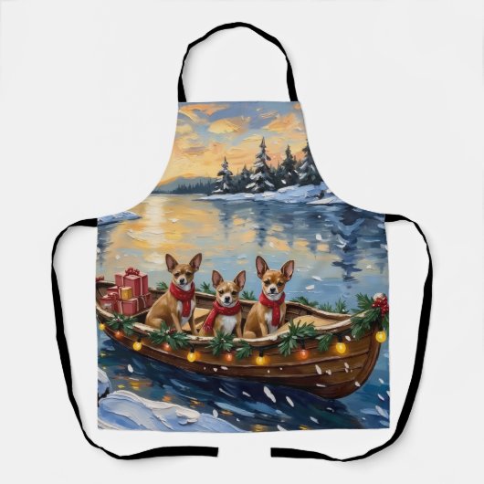 Chihuahua Kerstboot Vakantie Schort (Voorkant)