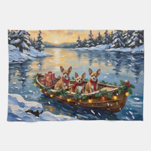 Chihuahua Kerstboot Vakantie Theedoek