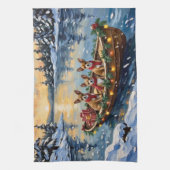 Chihuahua Kerstboot Vakantie Theedoek (Verticaal)