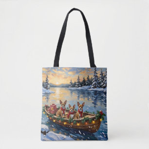 Chihuahua Kerstboot Vakantie Tote Bag