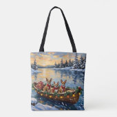 Chihuahua Kerstboot Vakantie Tote Bag (Achterkant)