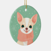 Chihuahua Kerstcadeau Keramisch Ornament (Rechts)