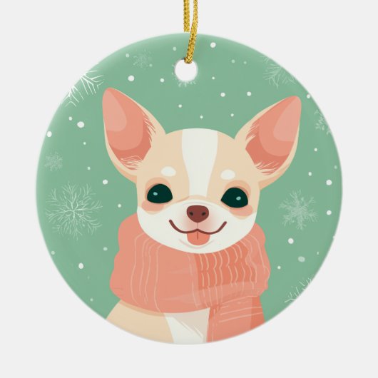 Chihuahua Kerstcadeau Keramisch Ornament (Voorkant)