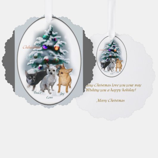 Chihuahua kerstcadeaus ornament kaart (Voorkant / Achterkant)