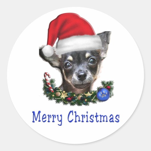 Chihuahua kerstcadeaus ronde sticker (Voorkant)