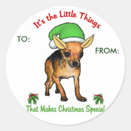 Chihuahua kerstcadeaus ronde sticker