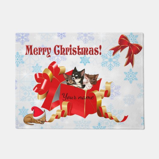 Chihuahua Kerstdoormat Deurmat (Voorkant)