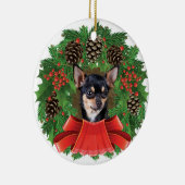 Chihuahua Kerstfeestdag weesje Keramisch Ornament (Rechts)