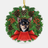 Chihuahua Kerstfeestdag weesje Keramisch Ornament (Voorkant)