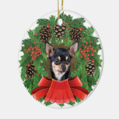 Chihuahua Kerstfeestdag weesje Keramisch Ornament (Links)