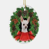 Chihuahua Kerstfeestdag weesje Keramisch Ornament (Rechts)