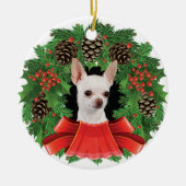 Chihuahua Kerstfeestdag weesje Keramisch Ornament (Voorkant)