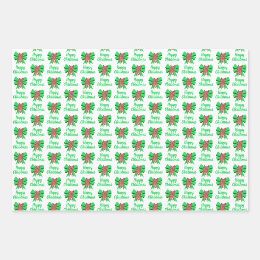 Chihuahua Kersthond en Groene Bow 3 Kleurpaden Inpakpapier Vel (Voorkant 3)