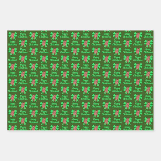 Chihuahua Kersthond en Groene Bow 3 Kleurpaden Inpakpapier Vel (Voorkant 2)