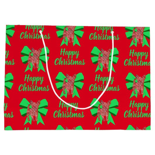 Chihuahua kersthond en Groene tas met groot cadeau Groot Cadeauzakje (Achterkant)