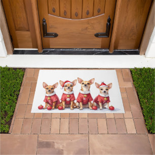 Chihuahua Kerstjurk Kerstman Hoed Deurmat