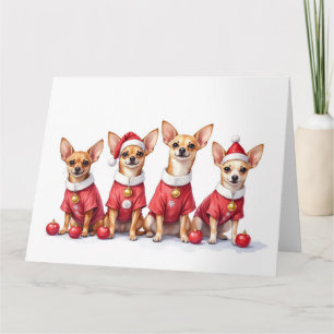 Chihuahua Kerstjurk Kerstman Hoed Kaart