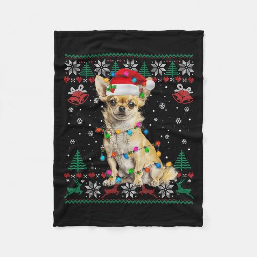 Chihuahua Kerstkerstkerstkerstkerstman Ugly Sweate Fleece Deken (Voorkant)
