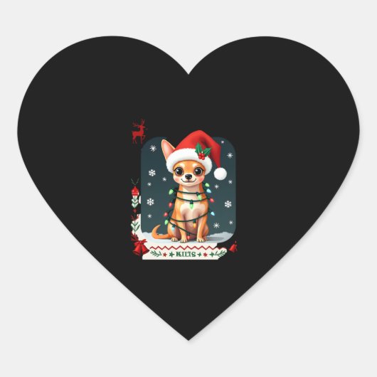 Chihuahua Kerstkerstkerstkerstkerstman Ugly Sweate Hart Sticker (Voorkant)