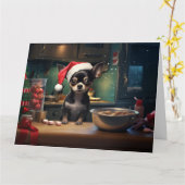 Chihuahua Kerstkoekjes Vakantie Kaart (Gele Bloem)