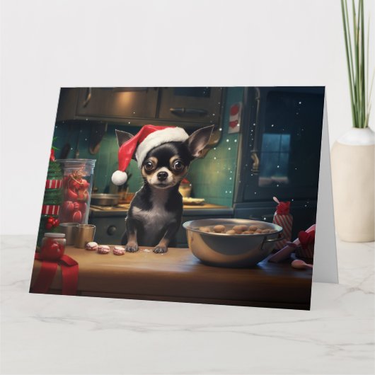 Chihuahua Kerstkoekjes Vakantie Kaart (Voorkant)