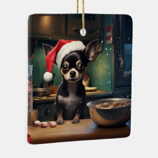 Chihuahua Kerstkoekjes Vakantie Keramisch Ornament (Rechts)