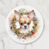 Chihuahua Kerstkrans Feestelijke Pup Bedankjes Labels (Achterkant)