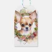 Chihuahua Kerstkrans Feestelijke Pup Cadeaulabel (Achterkant)