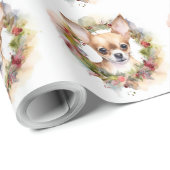 Chihuahua Kerstkrans Feestelijke Pup Cadeaupapier (Rol Hoek)