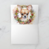 Chihuahua Kerstkrans Feestelijke Pup Kaart (Binnen)