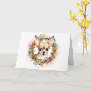 Chihuahua Kerstkrans Feestelijke Pup Kaart