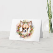 Chihuahua Kerstkrans Feestelijke Pup Kaart (Voorkant)