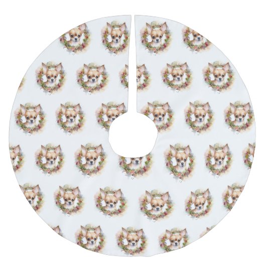 Chihuahua Kerstkrans Feestelijke Pup Kerstboom Rok (Voorkant)