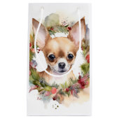 Chihuahua Kerstkrans Feestelijke Pup Klein Cadeauzakje (Voorkant)