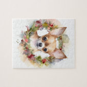 Chihuahua Kerstkrans Feestelijke Pup Legpuzzel (Horizontaal)