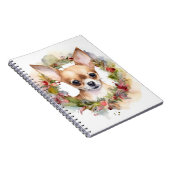 Chihuahua Kerstkrans Feestelijke Pup Notitieboek (Rechterzijde)