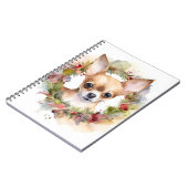 Chihuahua Kerstkrans Feestelijke Pup Notitieboek (Linkerzijde)
