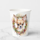 Chihuahua Kerstkrans Feestelijke Pup Papieren Bekers (Achterkant)