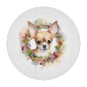 Chihuahua Kerstkrans Feestelijke Pup Snijplank (Voorkant)