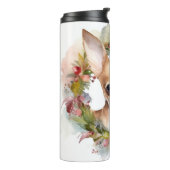 Chihuahua Kerstkrans Feestelijke Pup Thermosbeker (Gedraaid links)